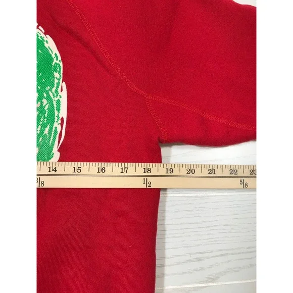 Vintage Christmas Sweatshirt M Red Michigan St Nickosaur 90s Discus Made In USA - Picture 4 of 10